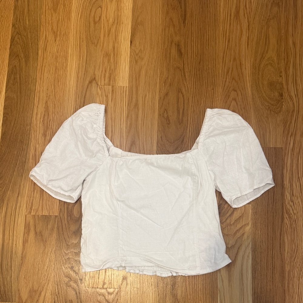 Abercrombie & Fitch White Puff Sleeve Blouse